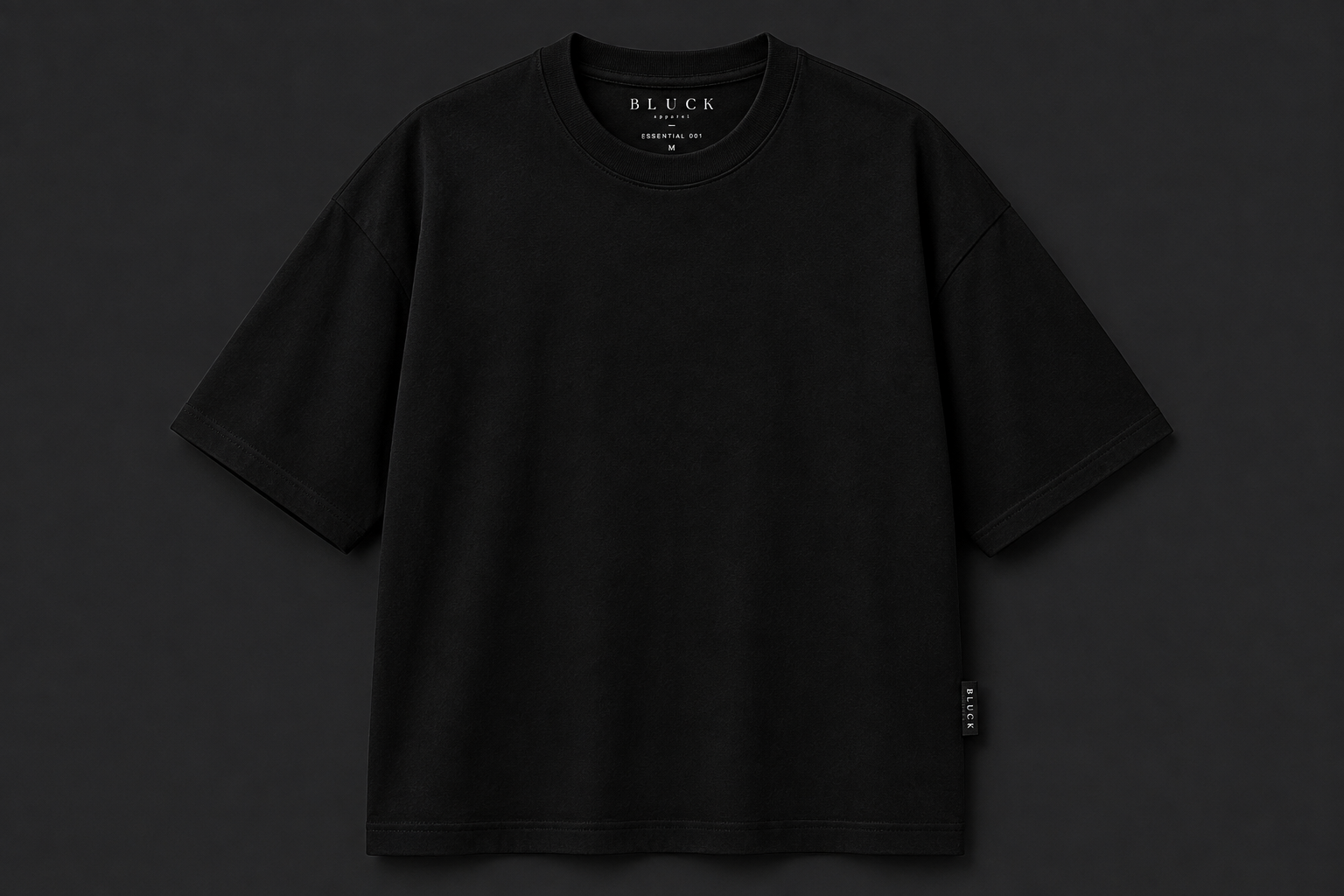 BLUCK Essential 001 Oversized Black T-Shirt — 280 GSM