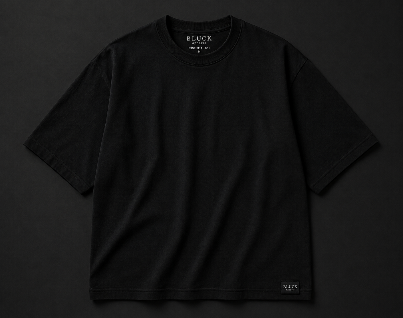 BLUCK Essential 001 Oversized Black T-Shirt — 280 GSM